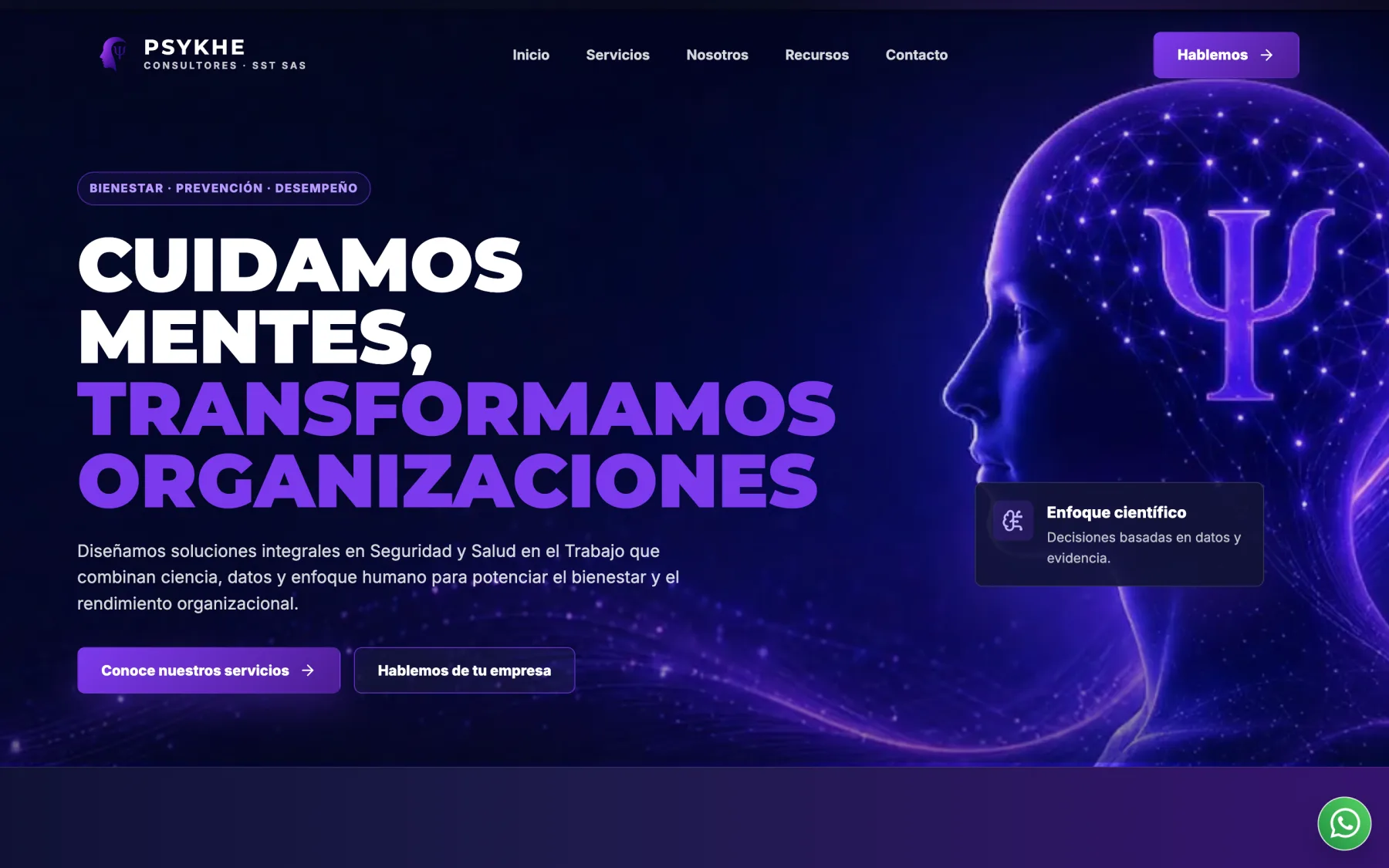 Psykhe Consultores — Sitio, rebranding y Cogent — un SaaS de riesgo psicosocial