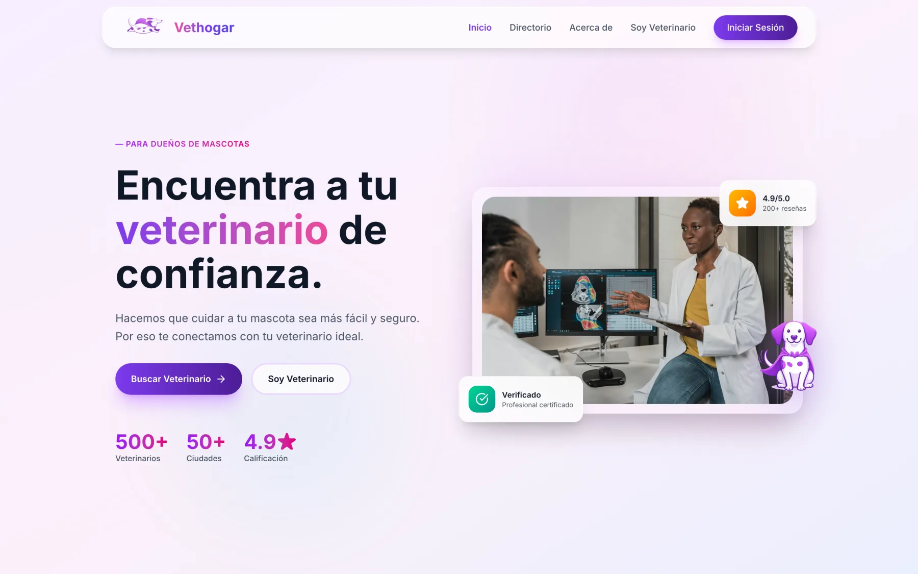 Vethogar — MVP de marketplace veterinario lanzado en dos meses